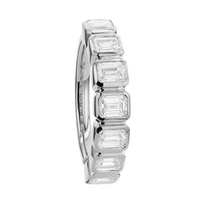 18KT white gold band with 1.75ctw emerald cut bezel set diam...