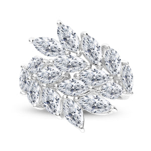 18KT white gold bypass ring with 4.10ctw marquise diamonds, ...
