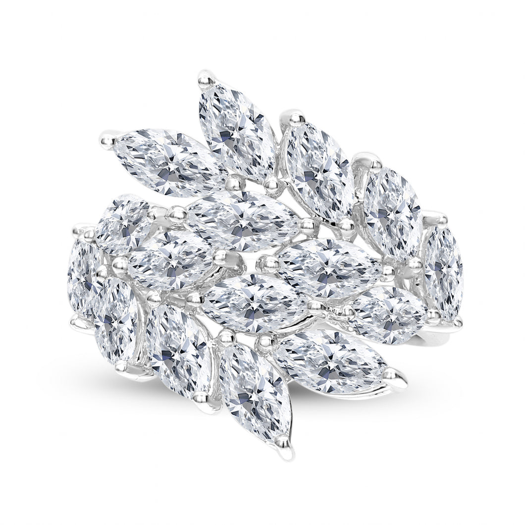 18KT white gold bypass ring with 4.10ctw marquise diamonds, ...