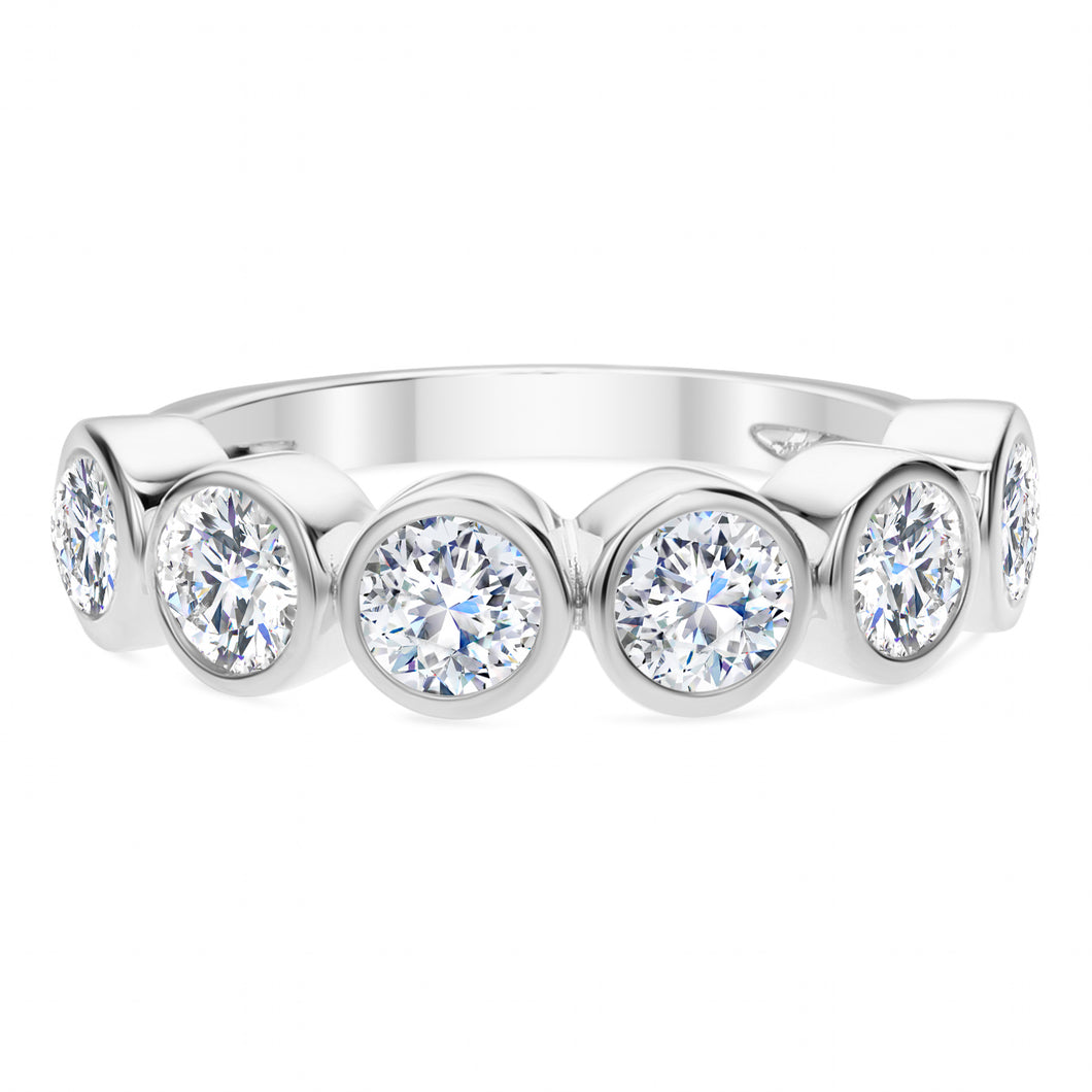 18KT white gold bezel set band with 1.65ctw round diamonds, ...