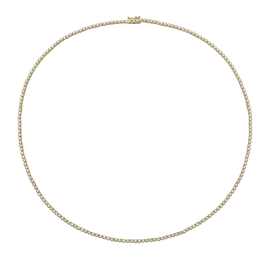 14KT yellow gold tennis necklace with 1.96ctw round diamonds...