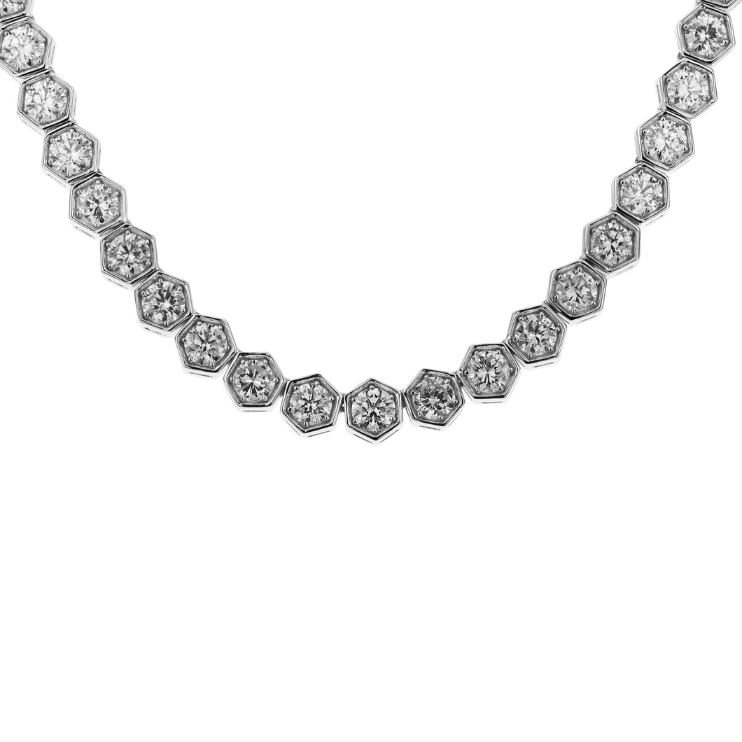 18KT white gold tennis necklace with 22.30ctw round diamonds...