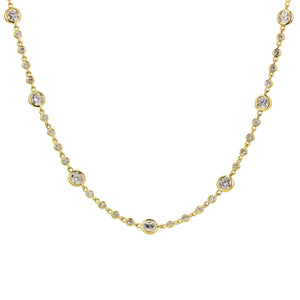18KT yellow gold diamonds by the yard station necklace with ...