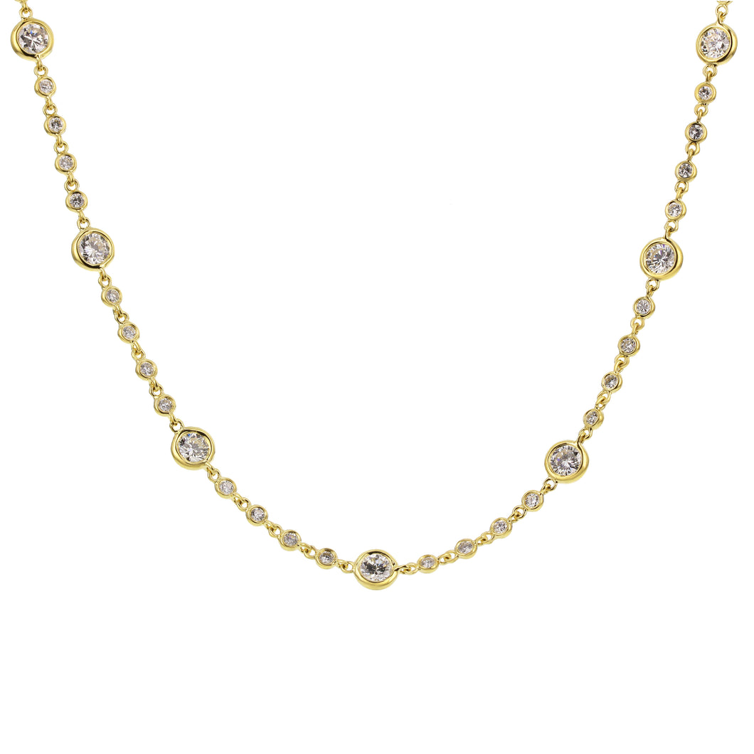 18KT yellow gold diamonds by the yard station necklace with ...