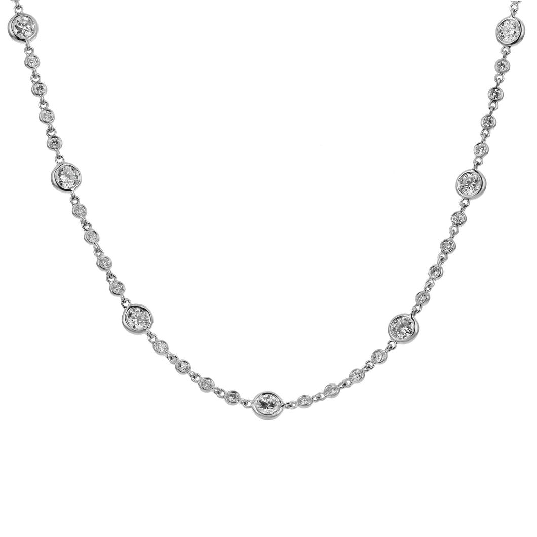 18KT white gold diamonds by the yard station necklace with 4...