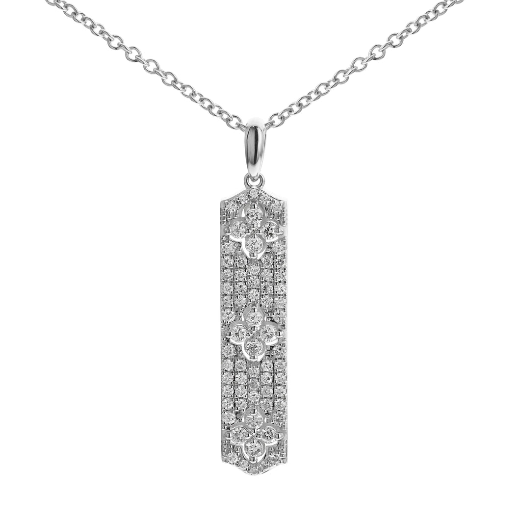 18KT white gold bar pendant with 0.70ctw round diamonds, G/H...