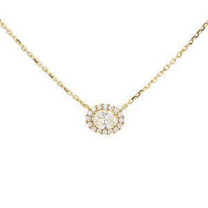 18KT yellow gold necklace with 0.48ct oval center surrounded...