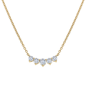 18KT yellow gold five-stone necklace with 1.00ctw round diam...