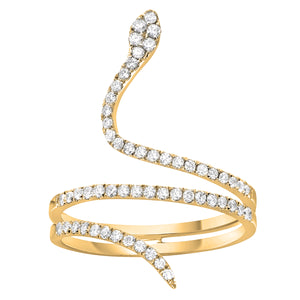 14KT yellow gold snake ring with 0.38ctw round diamonds, G/H...