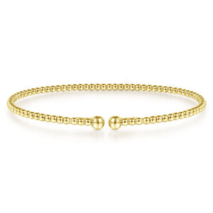 14K Yellow Gold Beaded Bujukan Bangle, Size 6.25