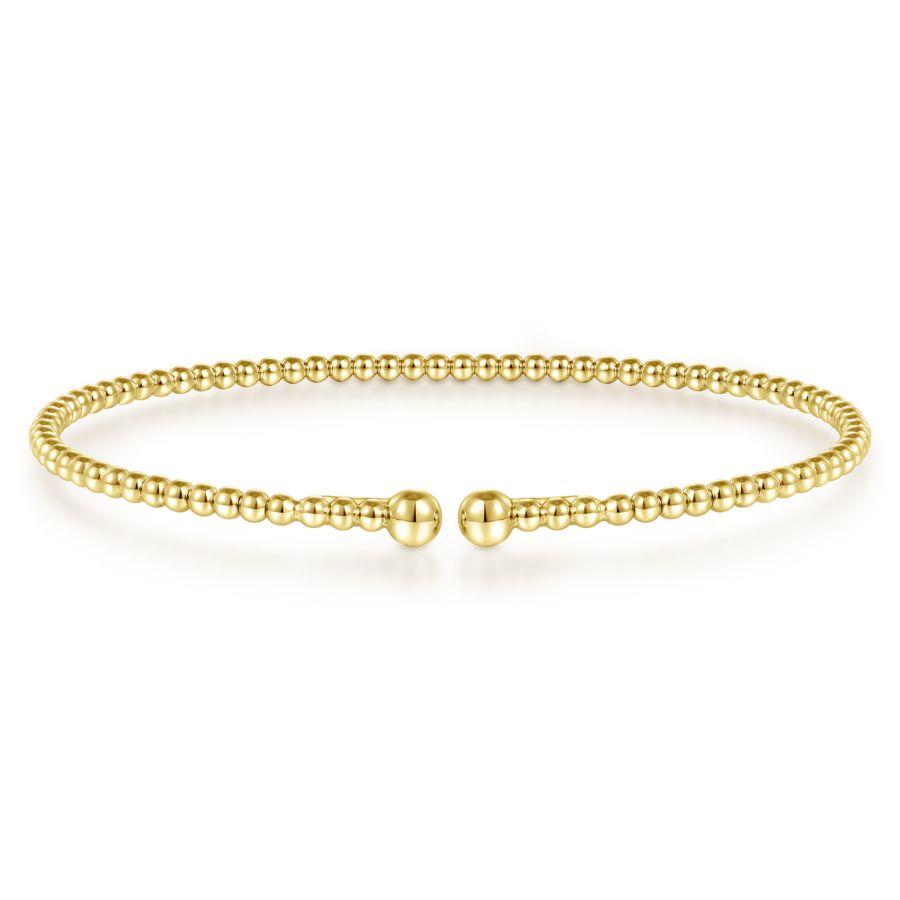 14K Yellow Gold Beaded Bujukan Bangle, Size 6.25