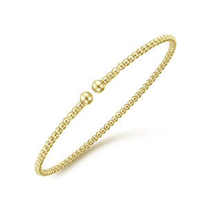 14K Yellow Gold Beaded Bujukan Bangle, Size 6.25