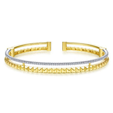 Load image into Gallery viewer, 14KT yellow gold double hinged bangle with 0.44ctw round dia...
