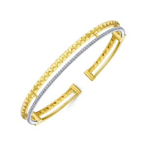 14KT yellow gold double hinged bangle with 0.44ctw round dia...