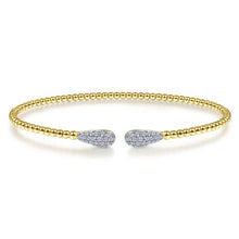 Load image into Gallery viewer, 14K Yellow Gold Bujukan Bead Cuff Bracelet with Diamond Pavé...
