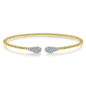 14K Yellow Gold Bujukan Bead Cuff Bracelet with Diamond Pavé...