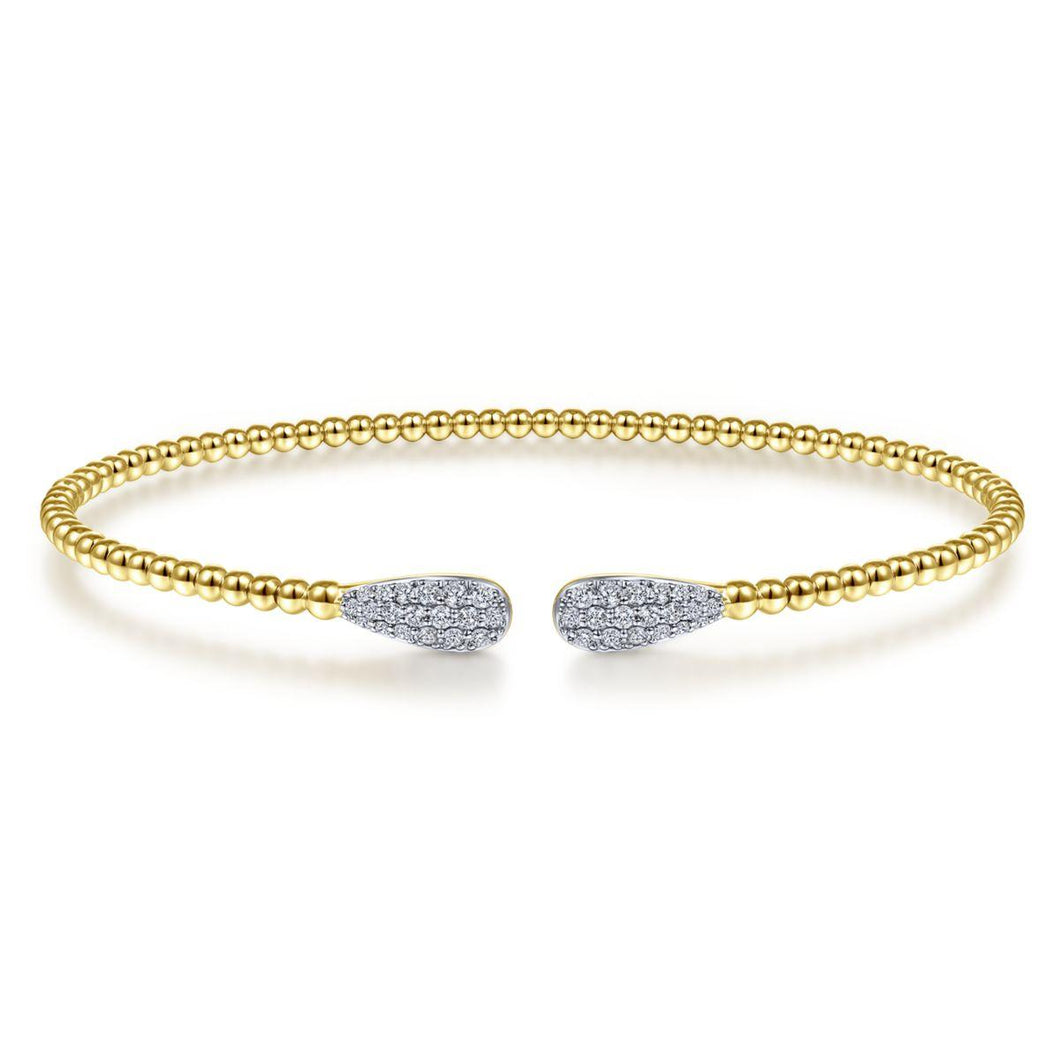 14K Yellow Gold Bujukan Bead Cuff Bracelet with Diamond Pavé...