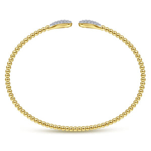 14K Yellow Gold Bujukan Bead Cuff Bracelet with Diamond Pavé...