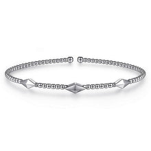 Load image into Gallery viewer, 14K White Gold Bujukan Bead Cuff Bracelet with Pyramid Stati...
