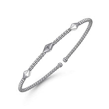 Load image into Gallery viewer, 14K White Gold Bujukan Bead Cuff Bracelet with Pyramid Stati...
