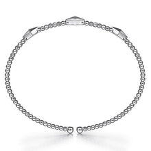 Load image into Gallery viewer, 14K White Gold Bujukan Bead Cuff Bracelet with Pyramid Stati...
