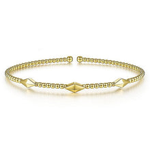 Load image into Gallery viewer, 14K Yellow Gold Bujukan Bead Cuff Bracelet with Pyramid Stat...
