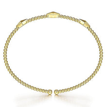 Load image into Gallery viewer, 14K Yellow Gold Bujukan Bead Cuff Bracelet with Pyramid Stat...
