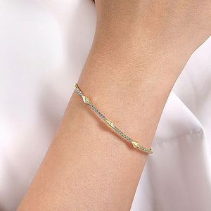 14K Yellow Gold Bujukan Bead Cuff Bracelet with Pyramid Stat...