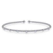 Load image into Gallery viewer, 14K White Gold Bujukan Bead Cuff Bracelet with Diamond Stati...
