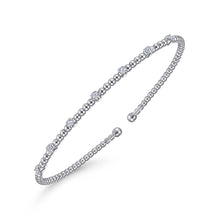 Load image into Gallery viewer, 14K White Gold Bujukan Bead Cuff Bracelet with Diamond Stati...
