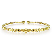 Load image into Gallery viewer, 14KT yellow gold graduated beaded bangle bracelet, size 6.25
