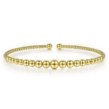 Load image into Gallery viewer, 14KT yellow gold graduated beaded bangle bracelet, size 6.25
