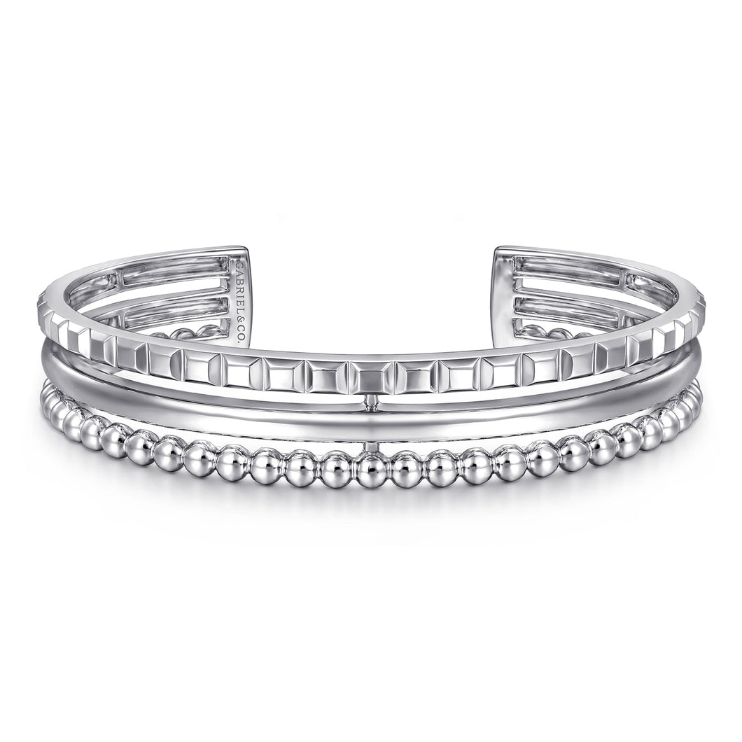 Sterling Silver Bujukan and Pyramid Triple Row Bangle, size ...