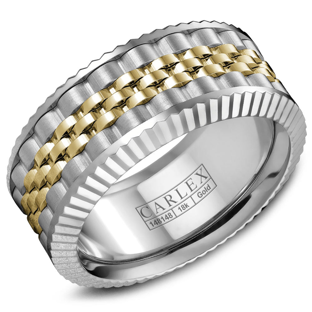 18KT white and yellow gold band with two-toned, polished and...