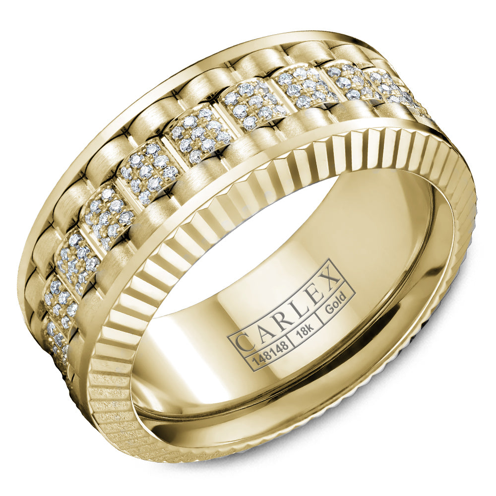 18KT yellow gold band with 0.49ctw round diamonds, F-G/VS (1...