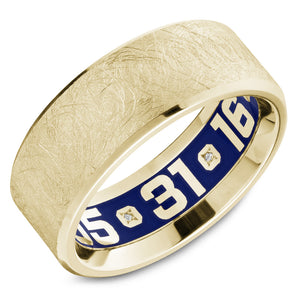 18KT yellow gold band with diamond brushed center, polished ...