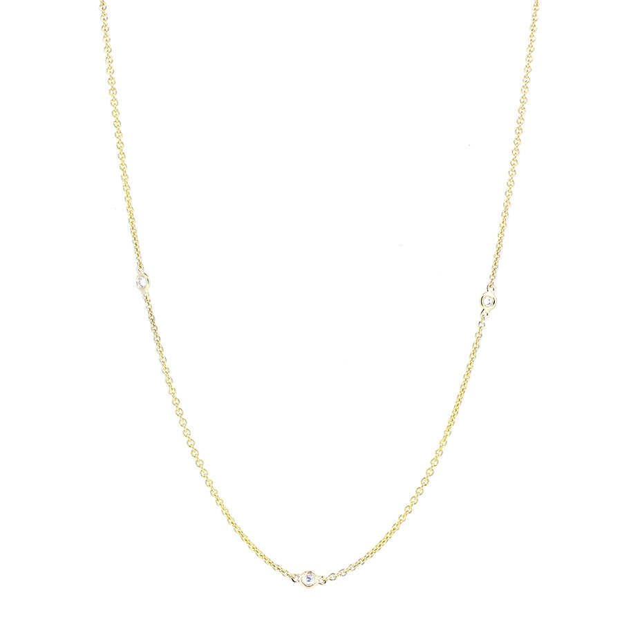 14KT yellow gold diamonds by the yard chain with 0.20ctw rou...