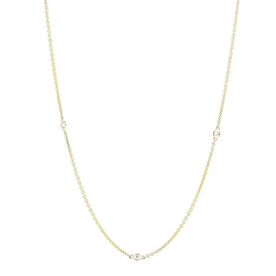 14KT yellow gold diamonds by the yard chain with 0.20ctw rou...