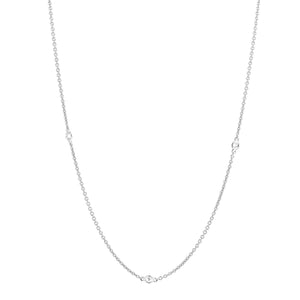 14KT white gold diamonds by the yard chain with 0.20ctw roun...