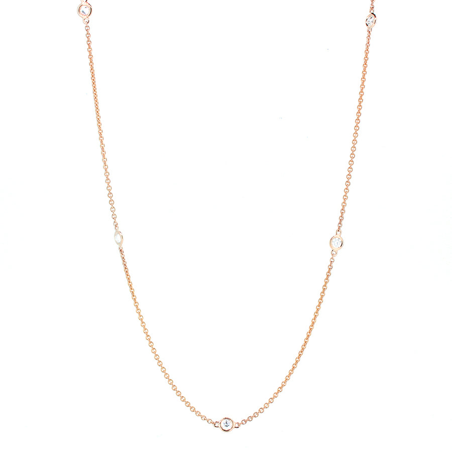 14KT rose gold diamonds by the yard chain with 0.18ctw round...