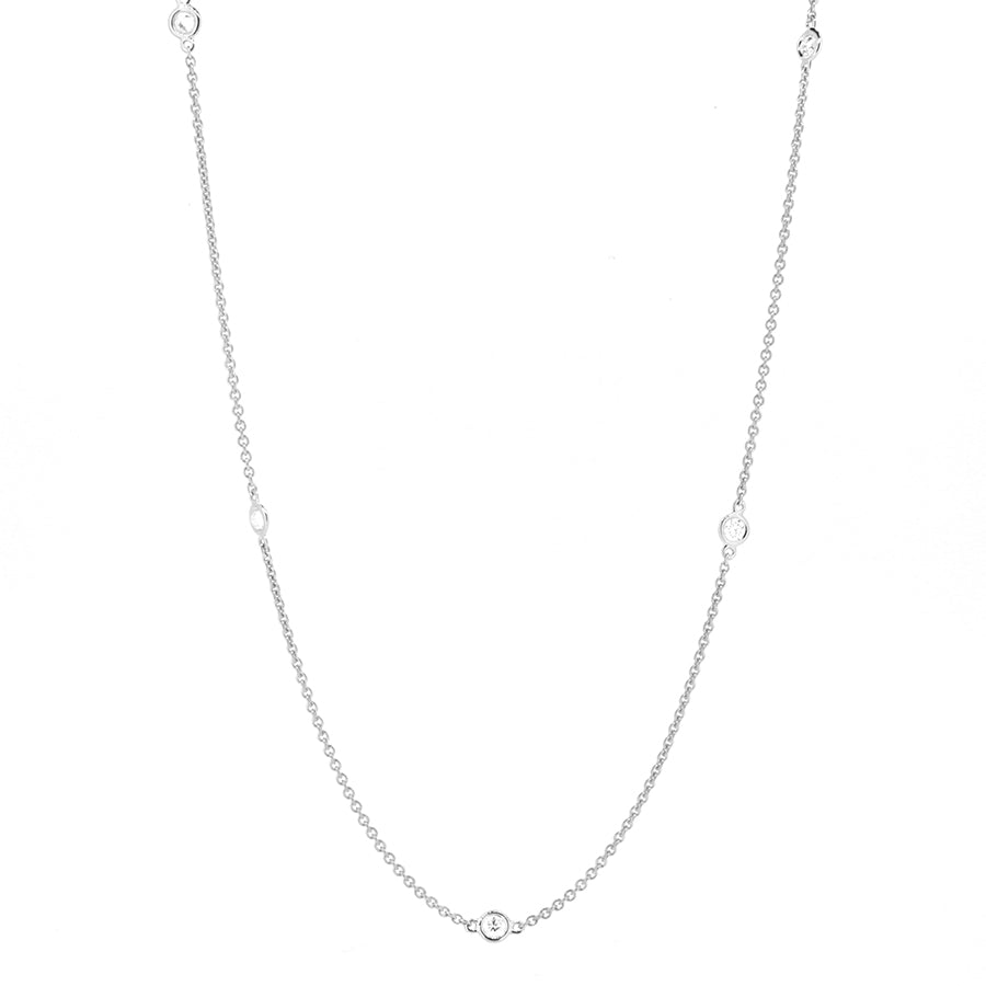 14KT white gold diamonds by the yard chain with 0.51ctw roun...