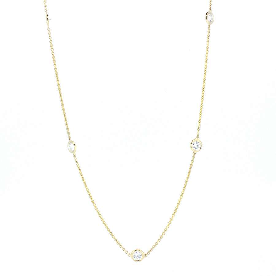 14KT yellow gold diamonds by the yard chain with 1.50ctw rou...