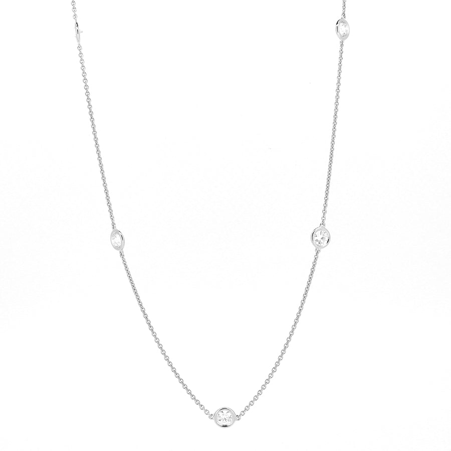 14KT white gold diamonds by the yard chain with 1.50ctw roun...