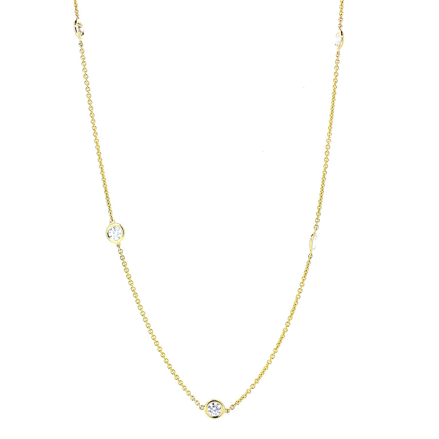 14KT yellow gold diamonds by the yard chain with 1.00ctw rou...