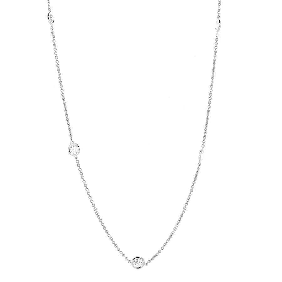 14KT white gold diamonds by the yard chain with 1.02ctw roun...