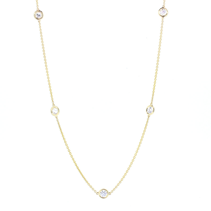 14KT yellow gold diamonds by the yard chain with 2.04ctw rou...