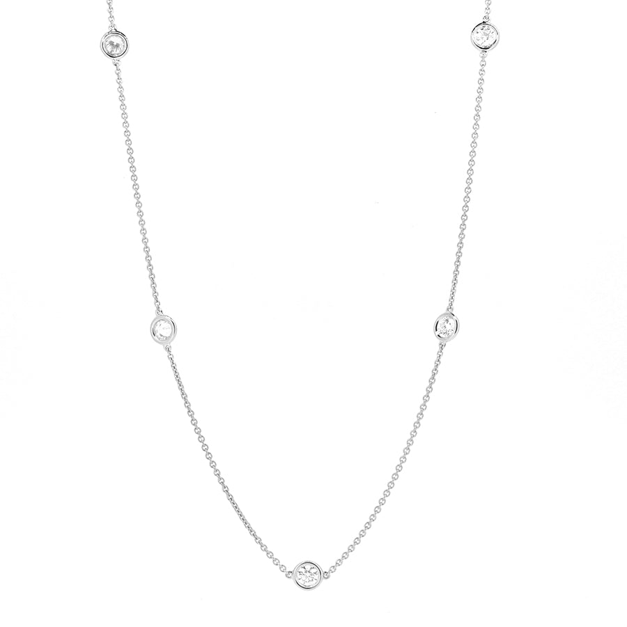 14KT white gold diamonds by the yard chain with 2.02ctw roun...