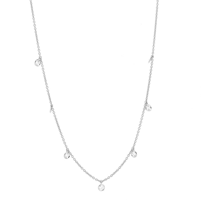 14KT white gold diamonds by the yard chain with 0.47ctw roun...