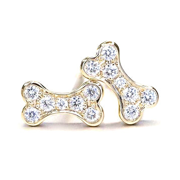 18KT yellow gold dog bone earrings with 0.15ctw round diamon...