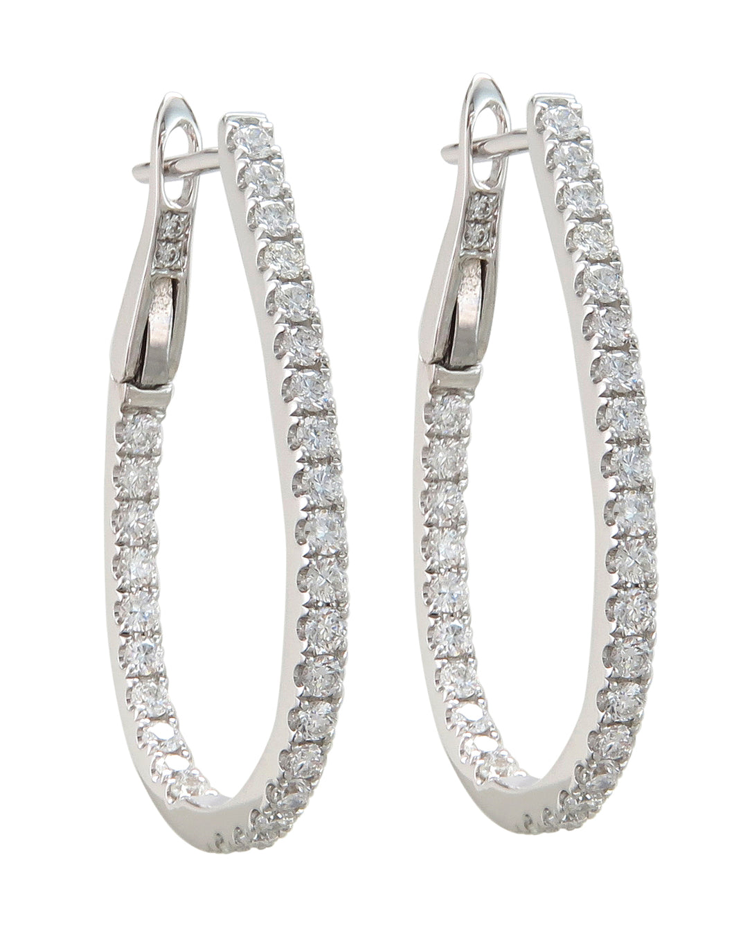 18KT White Gold Hoop Earrings with 0.94ctw diamonds, H/I-SI ...
